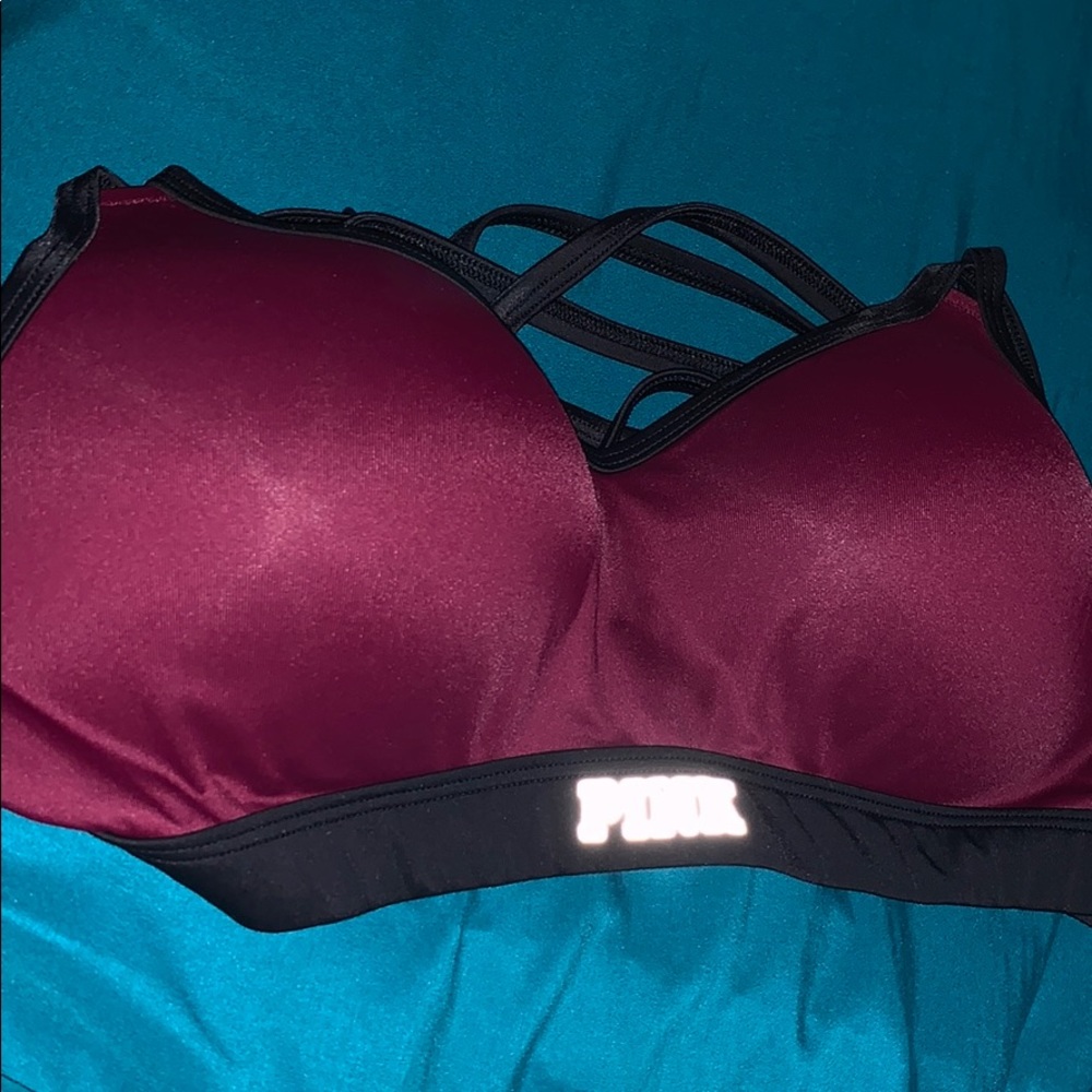 PINK push up strappy sport bra